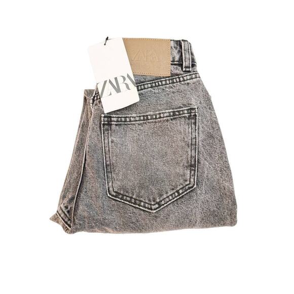 Zara Brand Acid Wash Black Wide Leg Denim Jeans Size 0 NWT - Picture 1 of 8